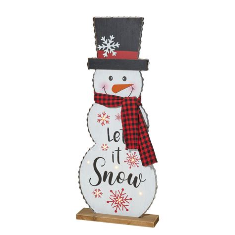 Glitzhome 36h Lighted Wooden Christmas Snowman Porch Décor 20610214