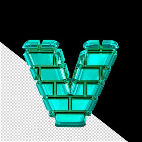 Symbole Fait De Briques Turquoise Lettre V PSD Premium