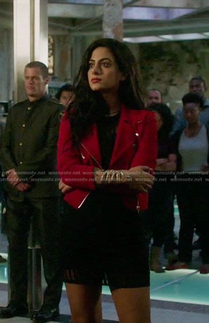 Isabelles Red Moto Jacket And Black Mesh Dress On Shadowhunters