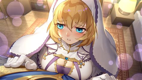 2D Nunshabit Blonde POV Drawing Blue Eyes Nuns Nun Outfit