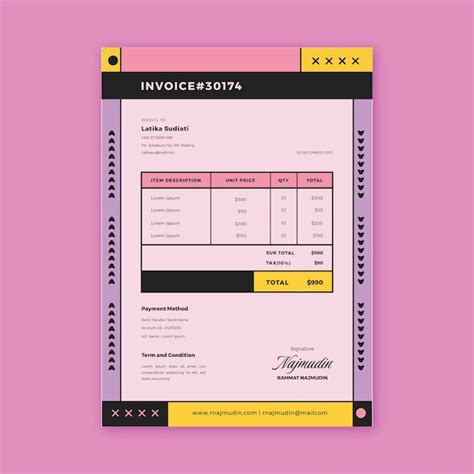 Premium Vector Geometry Colorful S Neon Purple Pink Color Invoice