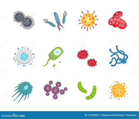 Ejemplo Colorido Determinado Del Vector De Los Virus Bacterias Y