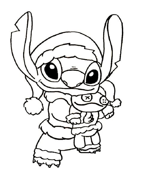 Stitch Santa Claus Drawing Coloring Page