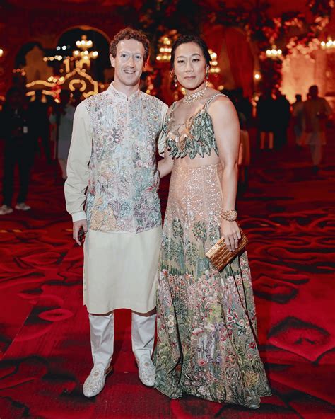 Mark Zuckerberg and Priscilla Chan at the wedding of Anant Ambani, son ...