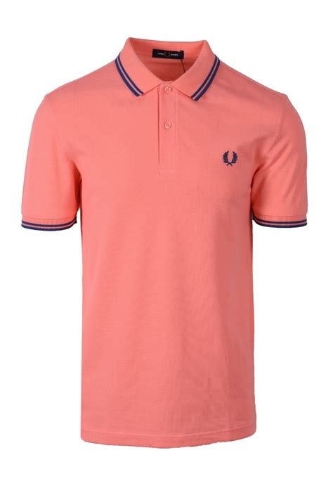 Fred Perry Twin Tipped Polo Shirt Coral Heatshaded Cobalt