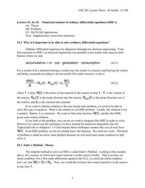 Solutions Of Ordinary Differential Equations