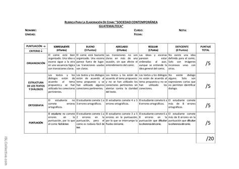 Rúbrica comprensión lectora general English ESL worksheets pdf doc