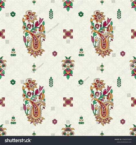 Digital Traditional Indian Flower Paisley Pattern