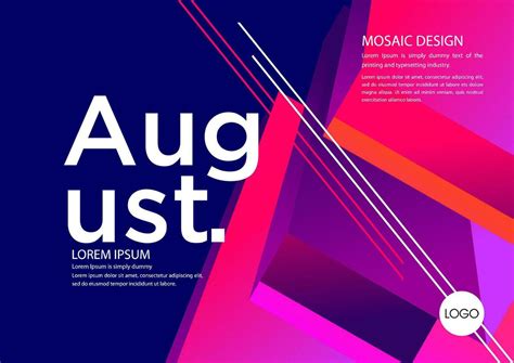 august calendar template with geometric shapes 28894806 Vector Art at ...