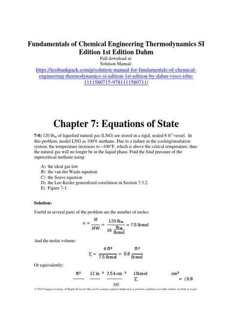 Fundamentals Of Chemical Engineering Thermodynamics 1st Edition Dahm