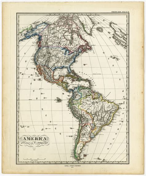 Antique Map of America by Behrens (1874)