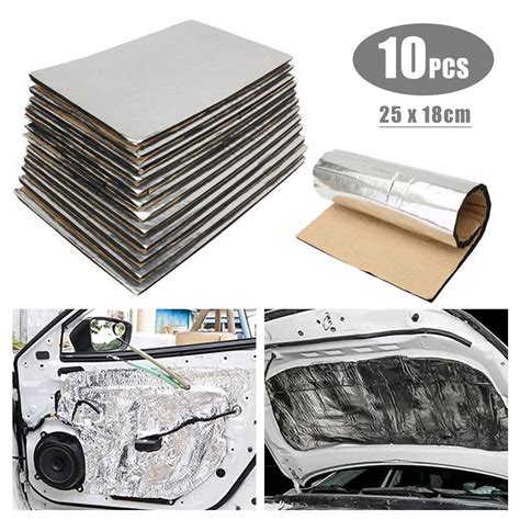 10pcs Car Sound Deadener Heat Insulation Mat Hood Engine Firewall Heat Mat Sound Proofing