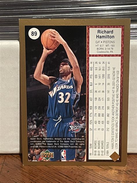 2002 03 Upper Deck UD Authentics Gold 89 Richard Hamilton 250 For