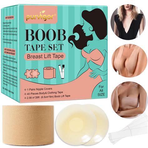 Purvigor Ft M Boob Tape Set For Breast Lift Plus Size Strapless Bra