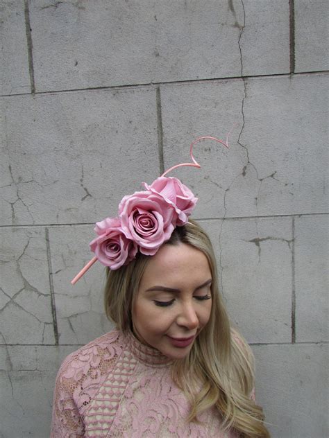 Blush Dusky Pink Rose Flower Fascinator Headband Headpiece Floral Races