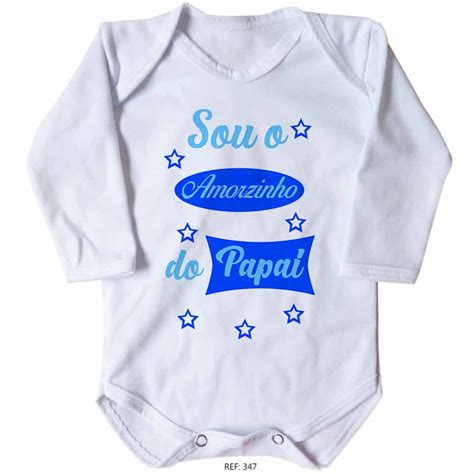 body bebê personalizado sou o amorzinho do papai manga longa