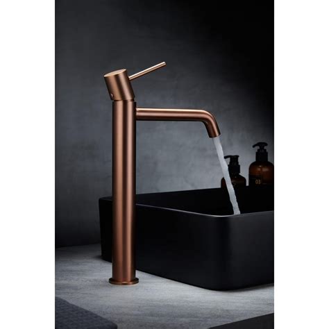 Grifo caño alto de lavabo oro rosa cepillado Monza IMEX BDM039 3ORC