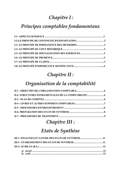 Chapitre I Principes Comptables Fondamentaux Chapitre Ii Free