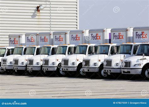 Large FedEx Delivery Trucks At Warehouse Facility Editorial Photo ...