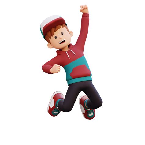 3d Male Character Happy Jumping 24658847 Png