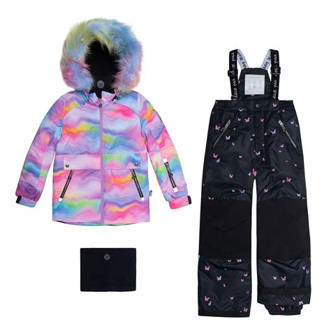 Deux par Deux Two Piece Snowsuit Iridescent Rainbow Print And ...