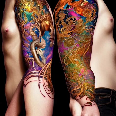 Psychedelic Mushroom Tattoo Sleeve Design Diffuse Stable Diffusion