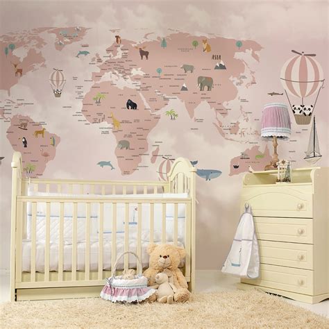 Papel De Parede Para Quarto De Beb Infantil Mapa Mundi