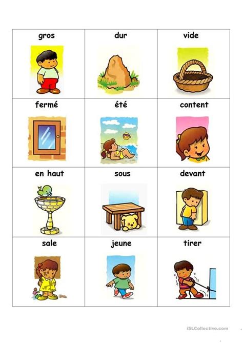 Les Contraires French For Beginners French Activities Teaching French