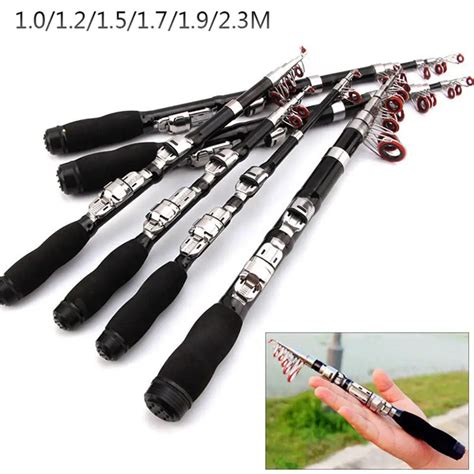 Mini Portable Telescopic Fishing Rod Spinning Carbon Fish Hand Fishing ...