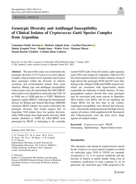 Genotypic Diversity And Antifungal Susceptibility Of Clinical Isolates Of Cryptococcus Gattii