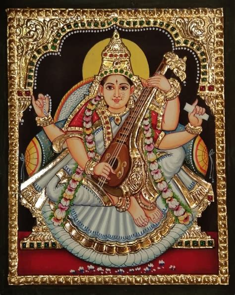 Customized Handcrafted Saraswathi Tanjore Painting At Rs