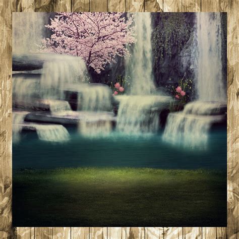 Waterfall Scenery - waterfall - Pink Cherry Blossom Trees - Blossom ...