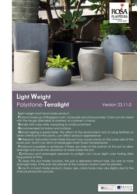 Polystone TERRALIGHT ROSA PLANTERS VIETNAM CO LTD