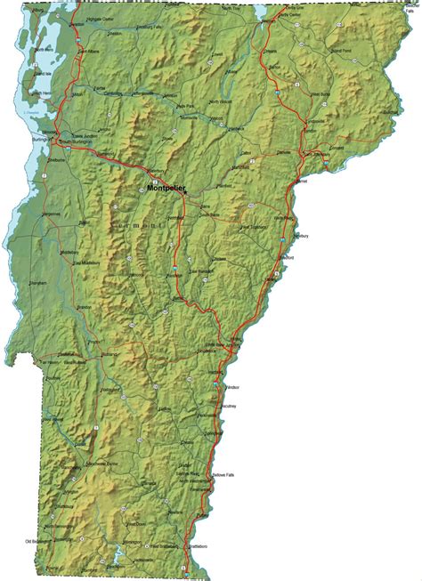 Detailed Vermont Map - VT Terrain Map