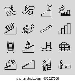 Staircase Icons Set Editable Outline Stock Vector Royalty Free