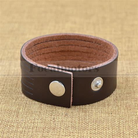 Punk Men Women Wide Leather Belt Bracelet Cuff Wristband Bangle Black