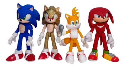 Set Súper Sonic Tails Knuckles Figuras Articuladas Luz 4 Pzs Meses