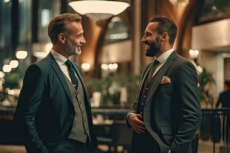 Businessmen talking together in lobby at hotel ,Generative AI. 30603240