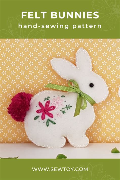 Free Cute Easy To Hand Sew Sewtoy Bunny Pattern Felt Easter