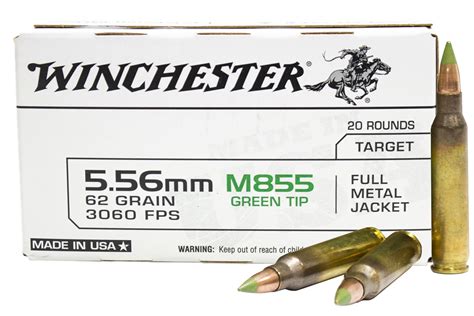 Winchester 5 56mm NATO 62 Gr FMJ M855 Green Tip Lake City 20 Box