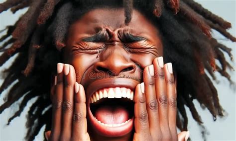 young man   funny face depicting  sad  crying facial