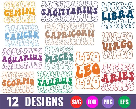 Zodiac Svg Bundle Retro Zodiac Svg Zodiac Sign Svg Etsy