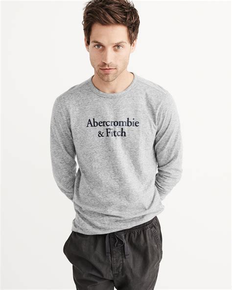 Lyst Abercrombie Fitch Long Sleeve Graphic Tee In Gray For Men