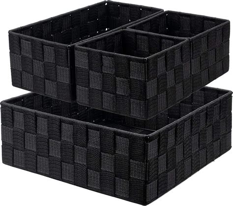 Nicunom 4 Pack Woven Storage Box Cube Basket Bin Container Box Nylon