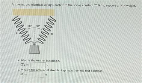 Solved As Shown Two Identical Springs Each With The Spring Chegg