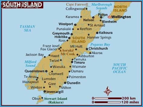 Map New Zealand South Island Travelsfinders