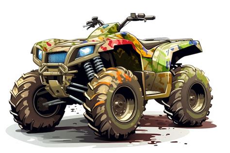 Premium Photo | Cartoon illustration of a four wheeler atv with a ...