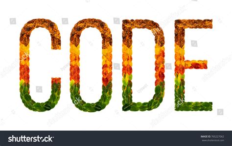code word written leaves white isolated stock photo