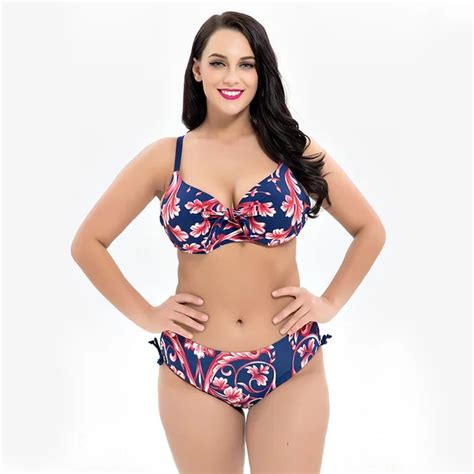 2018 Plus Size Bikini Set Bathing Suit Retro Bikini Xxxl Blue Black