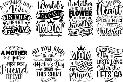 Mother's Day Quotes Lettering Bundle T-shirt Design. 20603574 Vector ...